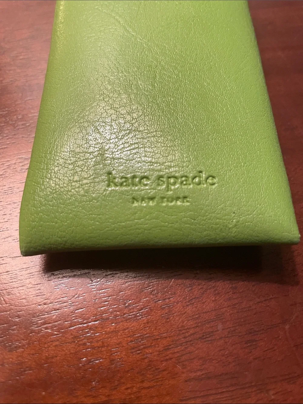 kate spade Lime Green Leather Kiss-Lock Glasses Sleeve with Gold kisslock Frame